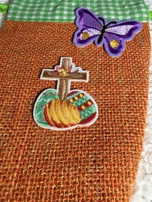 Easter Carrot Cross Burlap Drawstring Small Custom Design Basket Gift Bag #F - Thumbnail 2