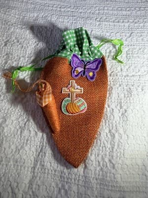Easter Carrot Cross Burlap Drawstring Small Custom Design Basket Gift Bag #F - Thumbnail 7