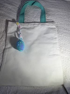 Easter Peeps Bow Blue Canvas Tote Custom Design Embellish OOAK Basket Bag NEW - Thumbnail 9