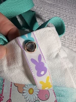 Easter Peeps Bow Blue Canvas Tote Custom Design Embellish OOAK Basket Bag NEW - Thumbnail 6