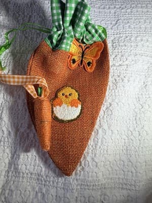 Easter Carrot Burlap Drawstring Small Custom Design Basket Gift Bag Decor #D - Thumbnail 6