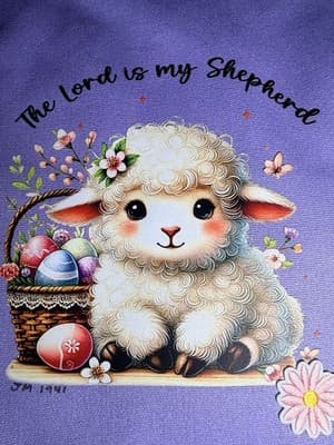 Easter Lamb Lord Sheppard Canvas Tote Custom Design Embellish OOAK Basket Bag - Thumbnail 3