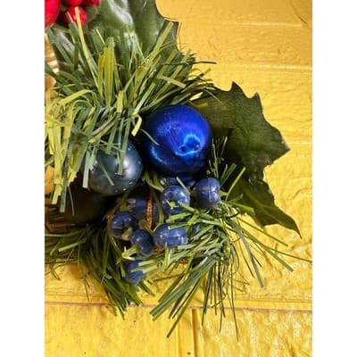 Vintage Christmas Floral Picks Holly Thred Spun Cotton Mini Ornament - Thumbnail 4