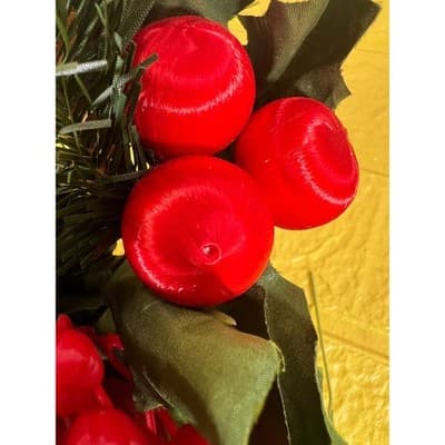 Vintage Christmas Floral Picks Holly Thred Spun Cotton Mini Ornament - Thumbnail 8