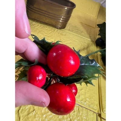 Vintage Christmas Floral Picks Holly Thred Spun Cotton Mini Ornament - Thumbnail 19