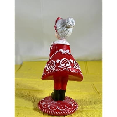 Mrs. Santa Claus Christmas Figurine Red Gingerbread Adorable - Thumbnail 3
