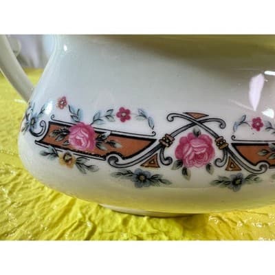 Vintage WS George Lido Sugar Bowl with Lid Pink Floral - Thumbnail 11