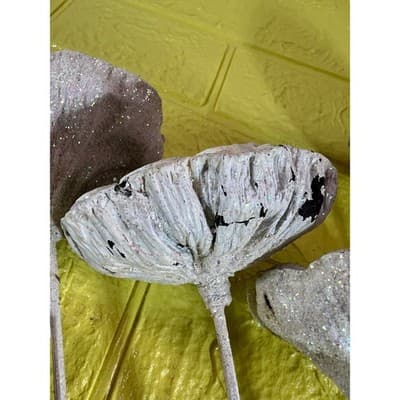 Vintage Lotus Seed Pod Floral Picks Christmas Holiday White Silver Set - Thumbnail 14