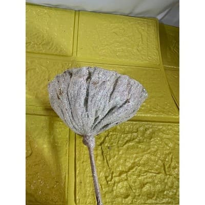 Vintage Lotus Seed Pod Floral Picks Christmas Holiday White Silver Set - Thumbnail 12