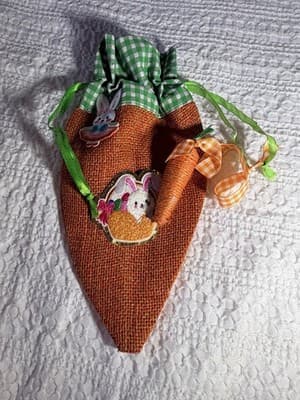 Easter Carrot Burlap Drawstring Small Custom Design Basket Gift Bag Decor #C - Thumbnail 5