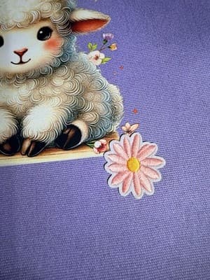 Easter Lamb Lord Sheppard Canvas Tote Custom Design Embellish OOAK Basket Bag - Thumbnail 2