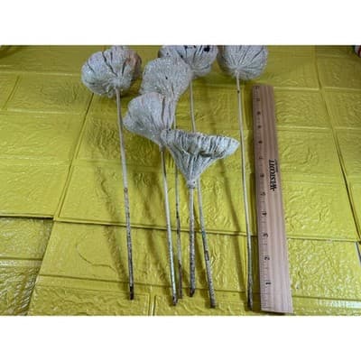Vintage Lotus Seed Pod Floral Picks Christmas Holiday White Silver Set - Thumbnail 20