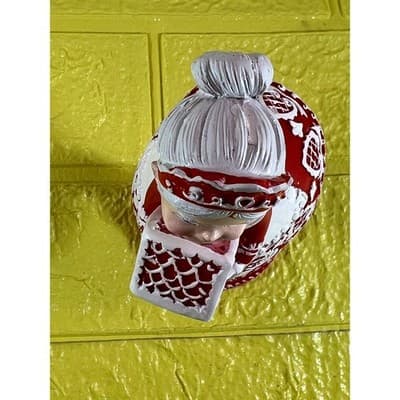 Mrs. Santa Claus Christmas Figurine Red Gingerbread Adorable - Thumbnail 7