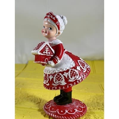 Mrs. Santa Claus Christmas Figurine Red Gingerbread Adorable - Thumbnail 2