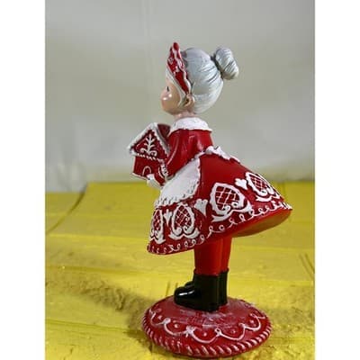Mrs. Santa Claus Christmas Figurine Red Gingerbread Adorable - Thumbnail 4
