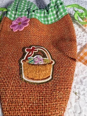 Easter Carrot Burlap Drawstring Small Custom Design Basket Gift Bag Decor #A - Thumbnail 2