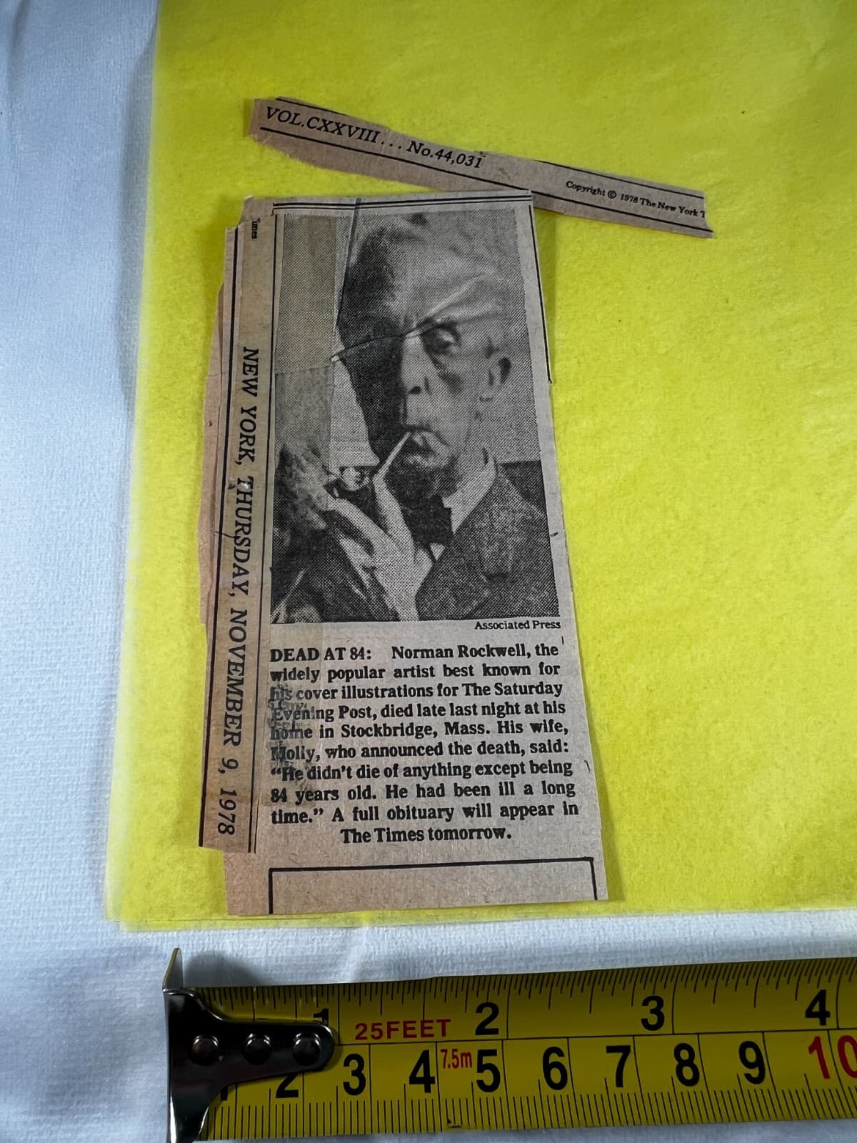 1978 Norman Rockwell Obituary Death Announcement NY Times Ephemera Vintage Rare - Thumbnail 8