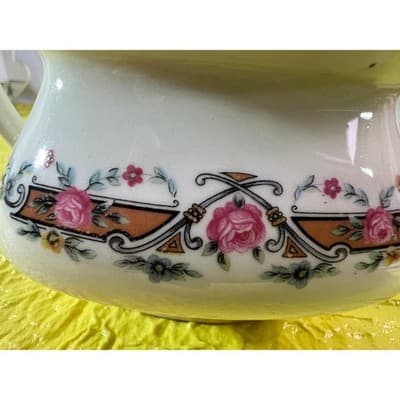 Vintage WS George Lido Sugar Bowl with Lid Pink Floral - Thumbnail 10