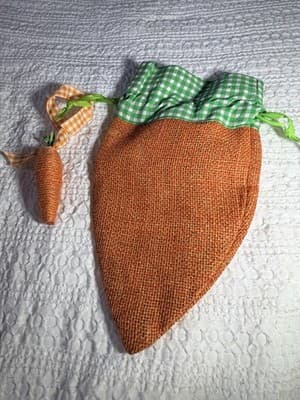 Easter Carrot Burlap Drawstring Small Custom Design Basket Gift Bag Decor #E - Thumbnail 5