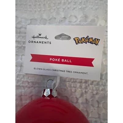 New Pokemon Blown Glass Pokeball Hallmark Christmas Ornament - Thumbnail 2