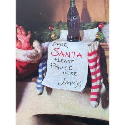 New Coca-Cola Santa Christmas Cards Boxed Set Letter Stockings - Thumbnail 4