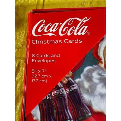 New Coca-Cola Santa Happy Holidays Christmas Cards Boxed 8 - Thumbnail 3