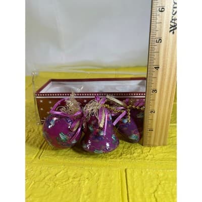 Vintage Victorian Decoupage Christmas Ornaments IOB Purple - Thumbnail 5