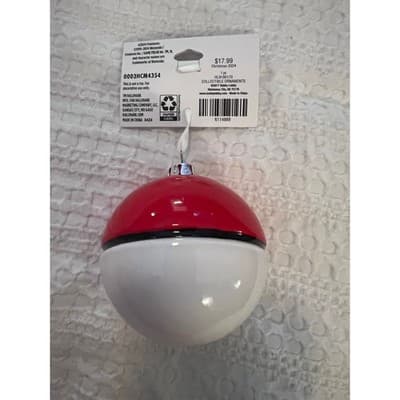 New Pokemon Blown Glass Pokeball Hallmark Christmas Ornament - Thumbnail 3