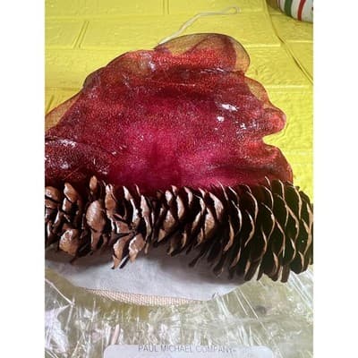 Rare Vintage Santa Claus Ornament Pinecone Ribbon Clear Plastic Beard Christmas - Thumbnail 9