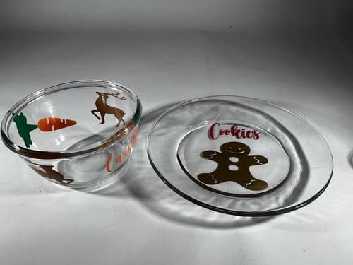 Christmas Glass Cookies For Santa Plate Carrots For Reindeer Bowl Clear Dishes - Thumbnail 17