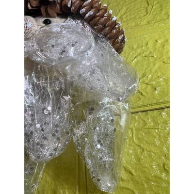 Rare Vintage Santa Claus Ornament Pinecone Ribbon Clear Plastic Beard Christmas - Thumbnail 7