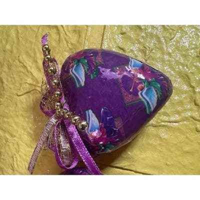 Vintage Victorian Decoupage Christmas Ornaments IOB Purple - Thumbnail 4