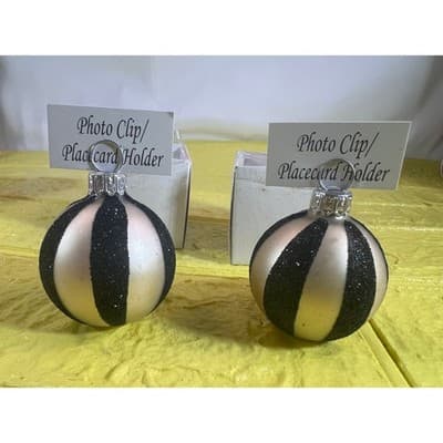 NEW Placement Card Holders Wedding Party Supplies Black and Silver IOB Set of 2 - Thumbnail 3