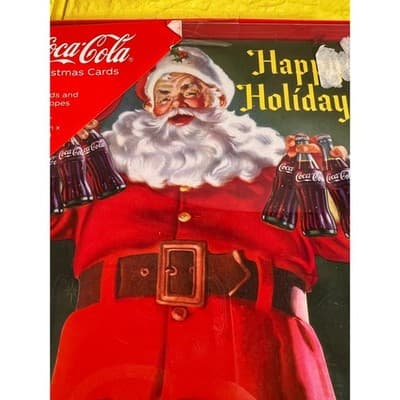 New Coca-Cola Santa Happy Holidays Christmas Cards Boxed 8 - Thumbnail 5
