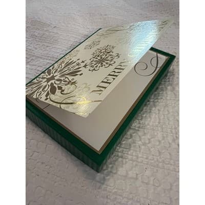 New Boxed Christmas Cards 2012 Merry Christmas Gold White - Thumbnail 3