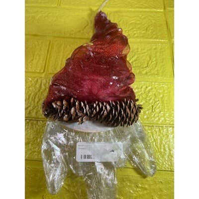 Rare Vintage Santa Claus Ornament Pinecone Ribbon Clear Plastic Beard Christmas - Thumbnail 8