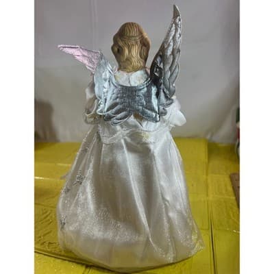 Vintage Christmas Angel Tree Topper Lighted Kurt Adler White Silver - Thumbnail 8