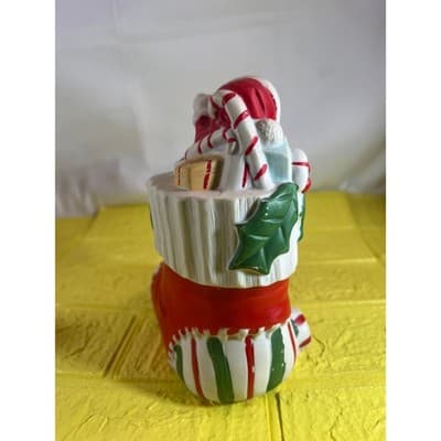 Vintage Ceramic Christmas Stocking Bear Figurine - Thumbnail 6