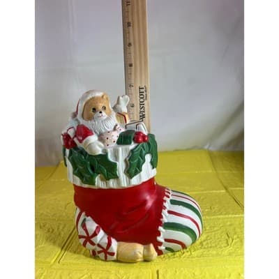 Vintage Ceramic Christmas Stocking Bear Figurine - Thumbnail 12
