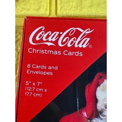New Coca-Cola Santa Christmas Cards Boxed Set Letter Stockings - Thumbnail 2