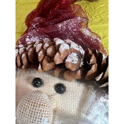 Rare Vintage Santa Claus Ornament Pinecone Ribbon Clear Plastic Beard Christmas - Thumbnail 3