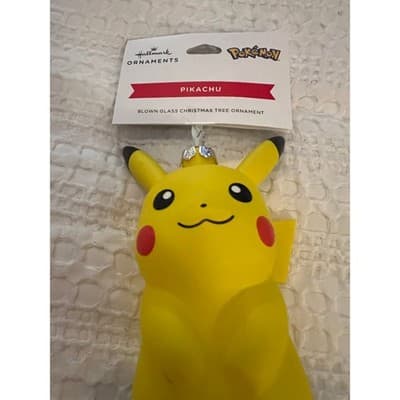 New Pokemon Blown Glass Pikachu Christmas Ornament - Thumbnail 2