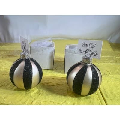 NEW Placement Card Holders Wedding Party Supplies Black and Silver IOB Set of 2 - Thumbnail 5