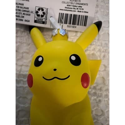 New Pokemon Blown Glass Pikachu Christmas Ornament - Thumbnail 7