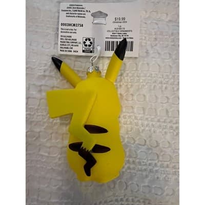 New Pokemon Blown Glass Pikachu Christmas Ornament - Thumbnail 3