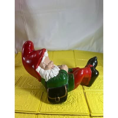 Vintage 70s Bebe Christmas Elf Sleeping Napping Ceramic Lazy - Thumbnail 3