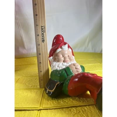 Vintage 70s Bebe Christmas Elf Sleeping Napping Ceramic Lazy - Thumbnail 11