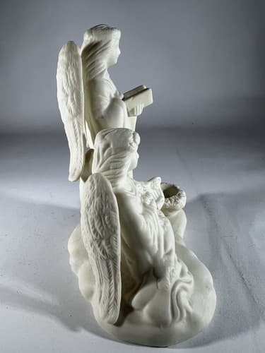 Vintage Christmas Porcelain Angels Choir Figure Singing Harp Wings Candleholder - Thumbnail 11