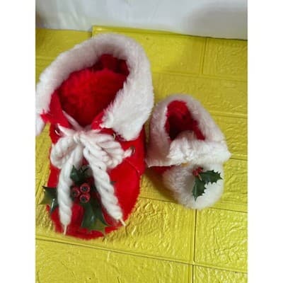 Vintage Santa Christmas Shoes Stockings RARE Large and Small - Thumbnail 13