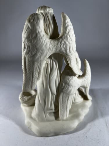 Vintage Christmas Porcelain Angels Choir Figure Singing Harp Wings Candleholder - Thumbnail 6